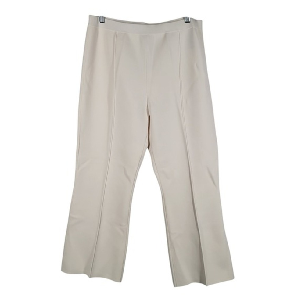 NEW Theory Womens L Cream Compact Crepe Flare Pants Wide Leg M11116709